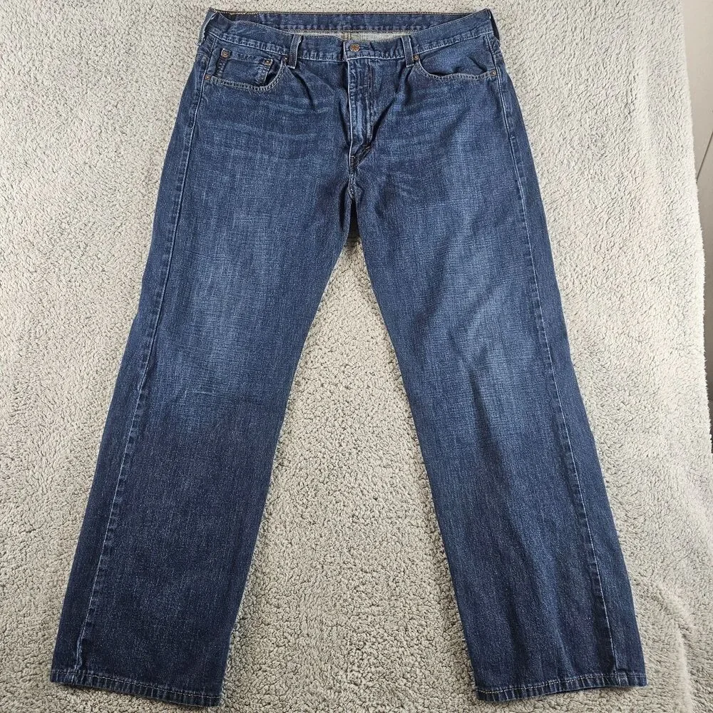 Levis 569 Jeans Mens 39x30* Blue Denim Loose Fit  Straight Leg Distressed Baggy